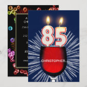 名前の追加， 85th誕生日パーティー招待，ワイン 招待状 (正面/裏面)
