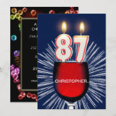 名前の追加， 87th Birthday party招待，ワイン 招待状 (正面/裏面)