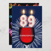 名前の追加， 89th誕生日パーティー招待，ワイン 招待状 (正面/裏面)