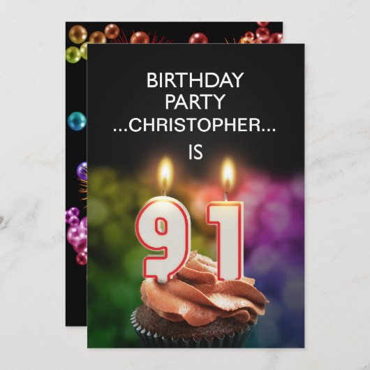 名前の追加, 91番目の誕生日パーティーの招待 招待状 (正面/裏面)