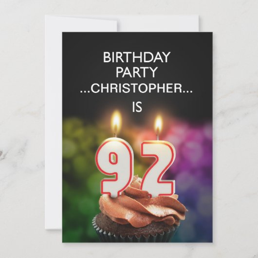 名前の追加, 92番目の誕生日パーティーの招待 招待状 (正面)