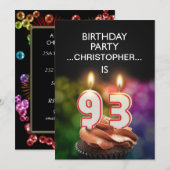 名前の追加， 93rd誕生日パーティーへの招待 招待状 (正面/裏面)