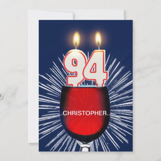 名前の追加, 94th Birthday party招待,ワイン 招待状 (正面)