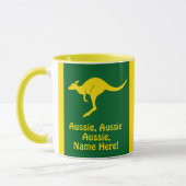 名前の追加， Aussie Ausie Aussie Green Kangaroo マグカップ (左)