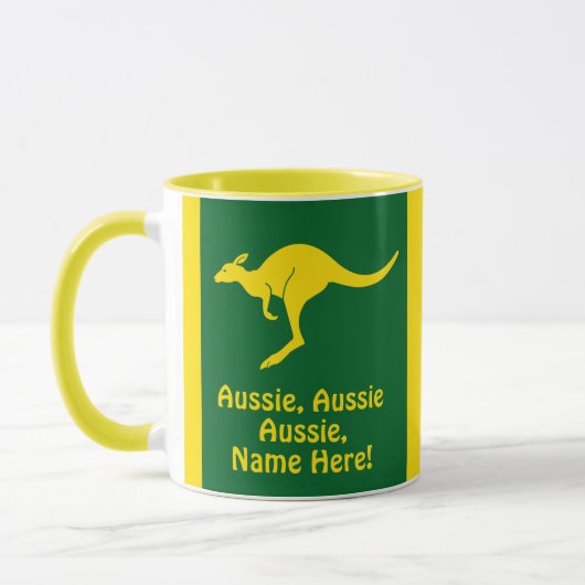 名前の追加, Aussie Ausie Aussie Green Kangaroo マグカップ (左)