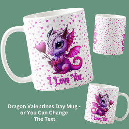名前の追加， Dragon Valentinesデイピンクハート コーヒーマグカップ