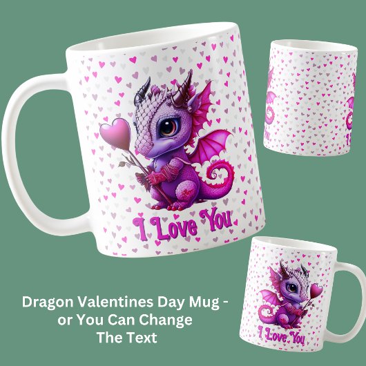 名前の追加, Dragon Valentinesデイピンクハート コーヒーマグカップ