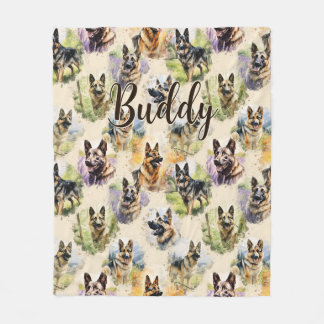 名前の追加(German Shepherd) フリースブランケット