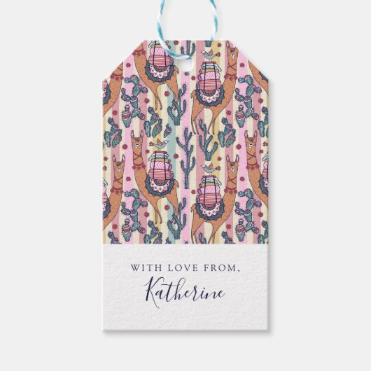 名前の追加 | lamas on ストライプ Optionsパターン ギフトタグ (正面)