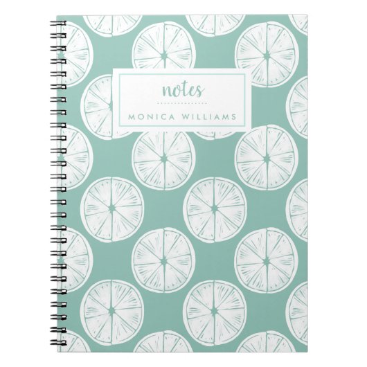 名前の追加 | Let's Taco About Love |ティール(緑がかった色)ライム ノートブック (正面)