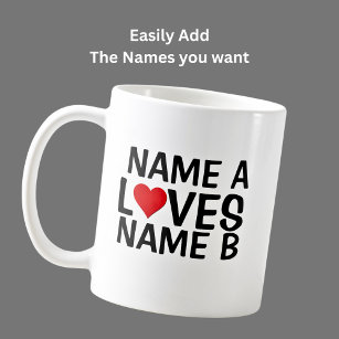 名前の追加 – Name Lovesハート名 コーヒーマグカップ