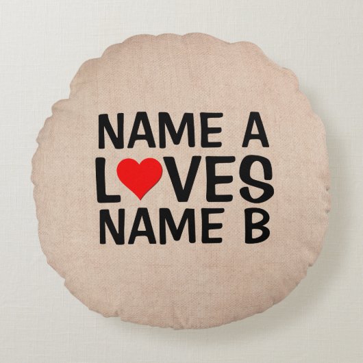 名前の追加 – Name Lovesハート名 ラウンドクッション (正面)