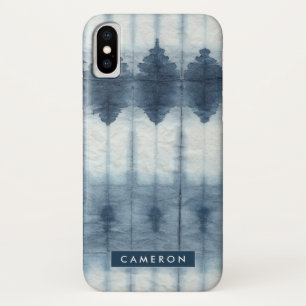名前の追加   Shibori Indigioプリント iPhone X ケース