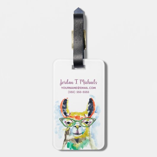 名前の追加 | Smarty-Pants Llama ラゲッジタグ (裏面縦)