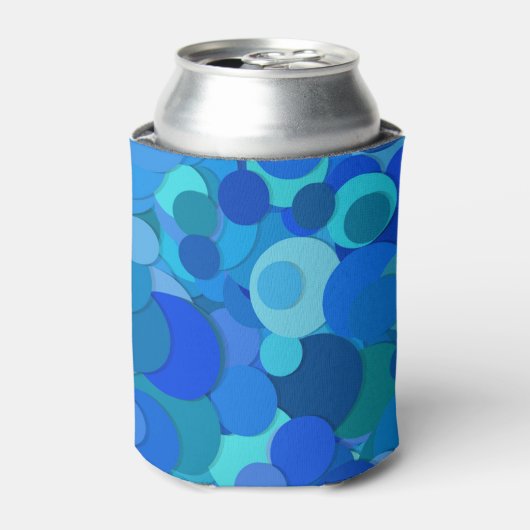 名前の追加Blue Bubbles抽象デザイン 缶クーラー (缶正面)