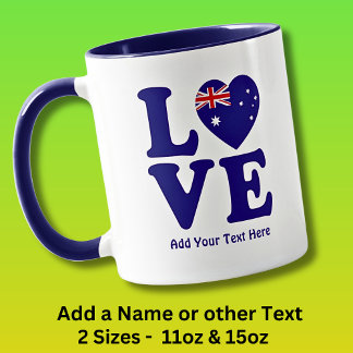 名前の追加Edit文字- Blue Love Australian Flag マグカップ