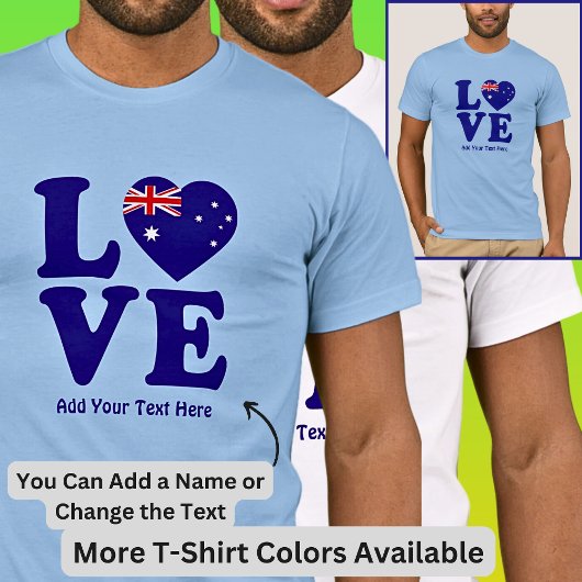 名前の追加Edit文字- Blue Love Australian Flag Tシャツ