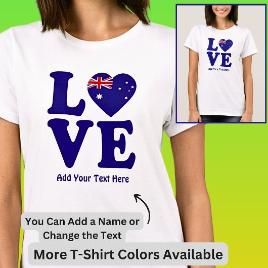 名前の追加Edit文字- Blue Love Australian Flag Tシャツ