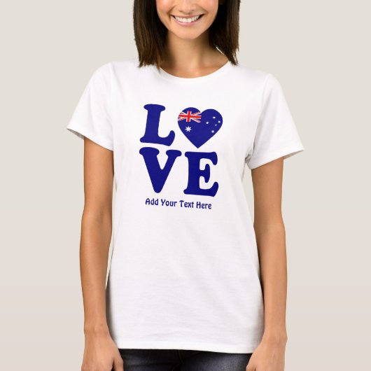 名前の追加Edit文字- Blue Love Australian Flag Tシャツ (正面)