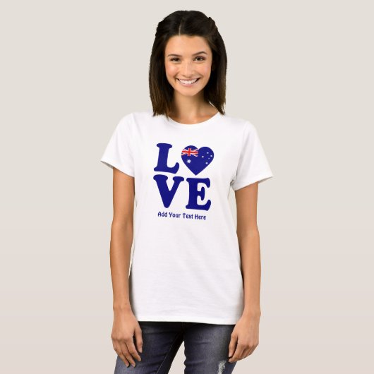名前の追加Edit文字- Blue Love Australian Flag Tシャツ (正面フル)