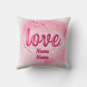名前の追加LOVE単語クラウドピンクバレンタインデー クッション (裏面)