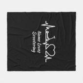 名前の追加Lovesスクーターのハートビートライン フリースブランケット (正面(横))