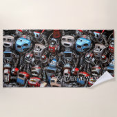 名前の追加Old Robot Junkyard Rusty グランジ ビーチタオル (正面)