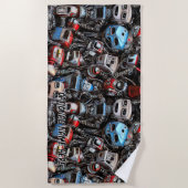 名前の追加Old Robot Junkyard Rusty グランジ ビーチタオル (正面)