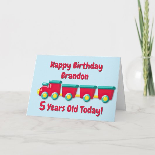 名前の追加Personalize Train Child Boy's カード (正面)