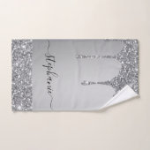 名前の追加Script SilverグリッターDrips Luxe バスタオルセット (ハンドタオル)