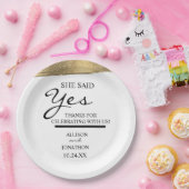 名前の追加Sheが言ったYes金ゴールドグリッター婚約 ペーパープレート (パーティー)