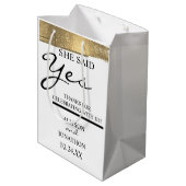 名前の追加Sheが言ったYes金ゴールドグリッター婚約 ミディアムペーパーバッグ (裏面アングル)
