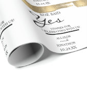 名前の追加Sheが言ったYes金ゴールドグリッター婚約 ラッピングペーパー (ロールコーナー)