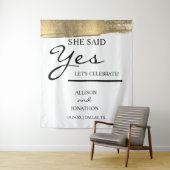 名前の追加She言ったYes金ゴールドグリッター婚約タップ タペストリー (インサイチュ)