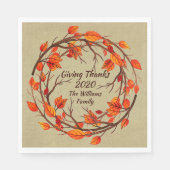 名前の追加Thanksgiving秋の昼食会 スタンダードランチョンナプキン (正面)