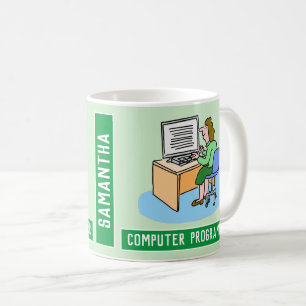 名前の選択を持つコンピュータプログラマ(メス) コーヒーマグカップ