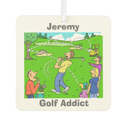 名前の選択。ゴルフ中毒者 カーエアーフレッシュナー (裏面)