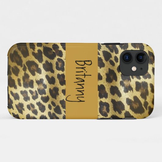 名前の金ヒョウの毛皮のアニマルプリント Case-Mate iPhoneケース (裏面(横))