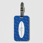 名前の青い羽のパターンエレガントシンプルのモダン ラゲッジタグ (正面縦)