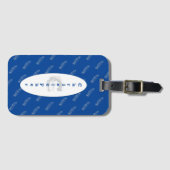 名前の青い羽のパターンエレガントシンプルのモダン ラゲッジタグ (正面横)