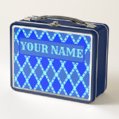 名前の青い鳥パターン メタルランチボックス (正面)