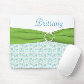 名前の青および緑の花のマウスパッド マウスパッド (マウス)