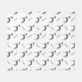 名前の青と白イタリアンのGreyhoundパターン フリースブランケット (正面(横))