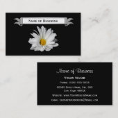 名前の黒い背景のシックで白いデイジー 名刺 (正面/裏面)