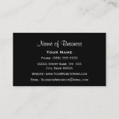 名前の黒い背景のシックで白いデイジー 名刺 (裏面)