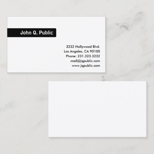 名前の黒い背景 – 白い名刺 名刺 (正面/裏面)