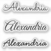 名前の黒手書きスクリプトのバージョン シール (正面)