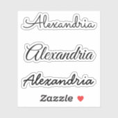 名前の黒手書きスクリプトのバージョン シール (シート)