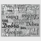 名前の黒/白/カスタムグレーのパターン ラッピングペーパー (フラット)