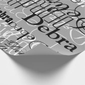 名前の黒/白/カスタムグレーのパターン ラッピングペーパー (角)